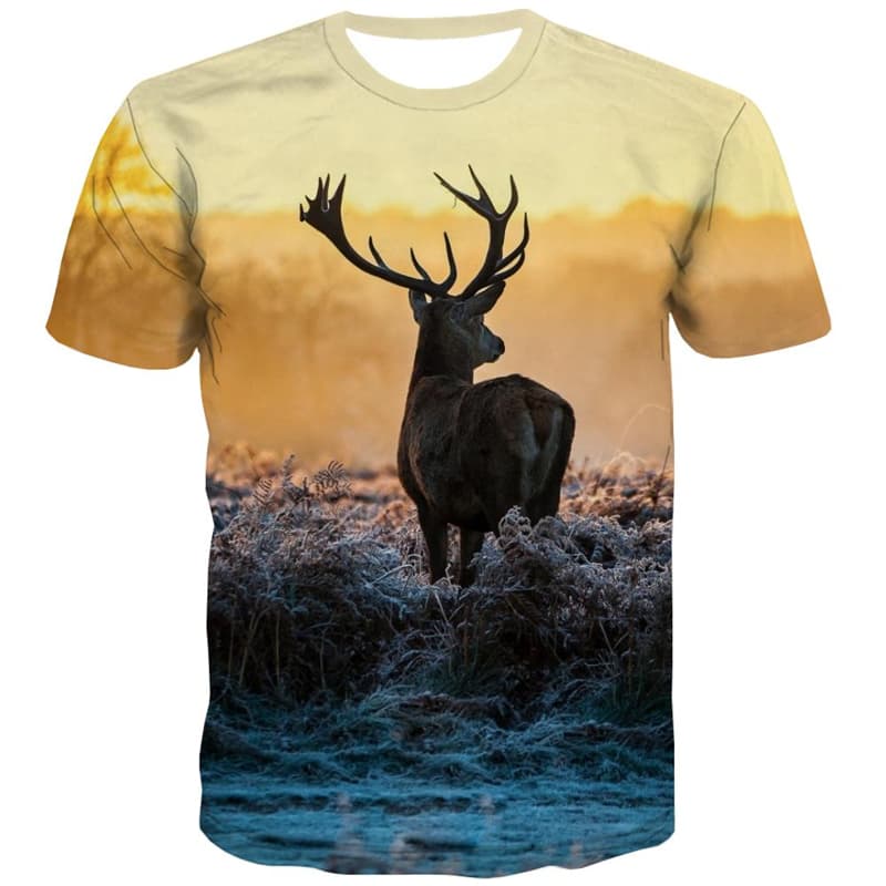 
Animal T shirts Men Deer T-shirts Graphic Landscape Tshirts Cool Harajuku Tshirt Anime
                