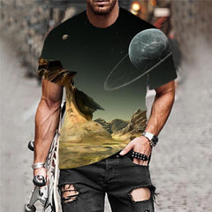 Pluto T-shirt Men Moon Funny T shirts Galaxy Shirt Print Landscape Tshirt Printed