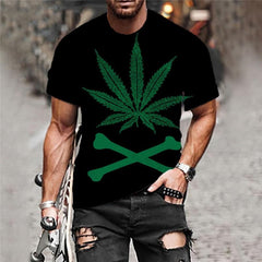 Leaves T shirt Men Bone Funny T shirts Black Tshirts Casual Harajuku Anime Clothes