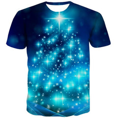 Christmas T-shirt Men Christmas Tree Tshirt Anime Blue T-shirts 3d Party Tshirts Novelty