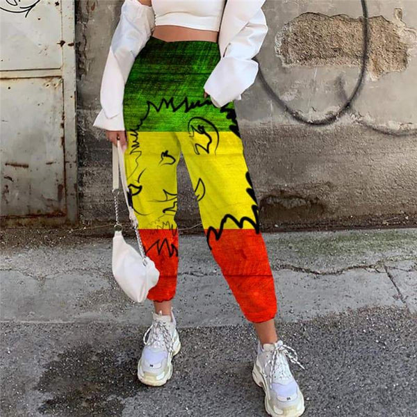 Lion Trousers Women Animal Casual Pant Anime High Waist Pants Colorful Trouser Harajuku Jogger Pants - KYKU