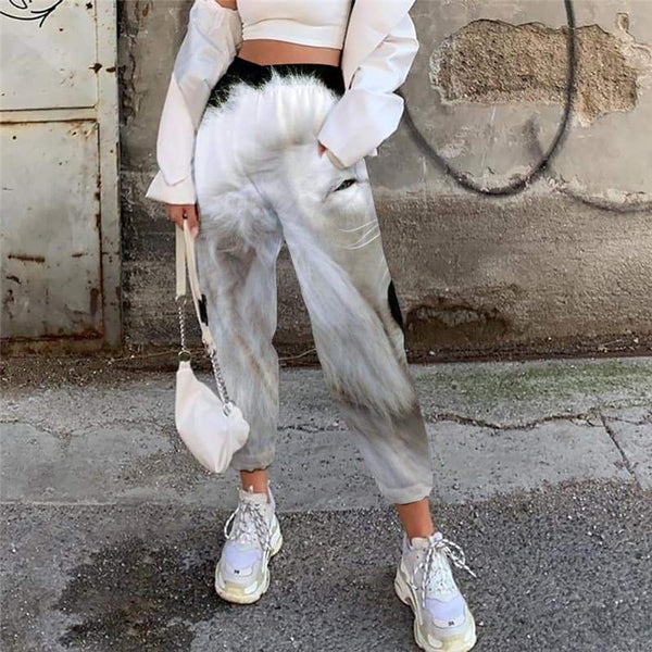 Lion Pants Women Animal High Waist Pants Anime 3d Printed Lovely Casual Pant Leisure Jogger Pants - KYKU