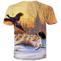 Animal T-shirt Men Landscape Anime Clothes Snow Tshirt Printed Funny Tshirts Casual