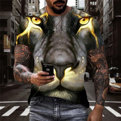 Lion T shirt Men Animal Anime Clothes Lightning Tshirts Casual Harajuku Shirt Print