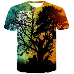 Galaxy T-shirt Men Moon Funny T shirts Tree Anime Clothes Harajuku Tshirts Casual