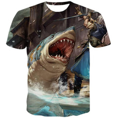 Shark T shirt Men Ocean Tshirt Printed Animal Tshirts Casual War Shirt Print Funny Anime Clothes