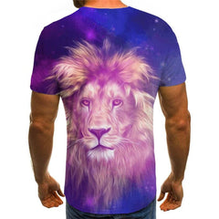 Lion T shirt Men Animal Tshirts Casual Nebula Shirt Print Harajuku T-shirts 3d