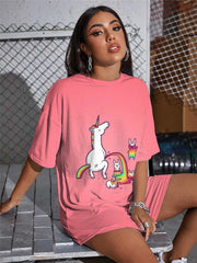 Unicorn T Shirt Women Animal Tshirt Printed Rainbow Summer Harajuku Gothic