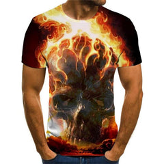 Skull T shirt Men Flame Funny T shirts Party Shirt Print Hip Hop Tshirts Casual