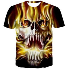 Skull T-shirt Men Flame Shirt Print Skeleton T-shirts 3d Party Tshirt Printed