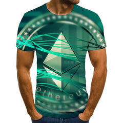 Ethereum T-shirt Men Retro Shirt Print Art Anime Clothes Harajuku Tshirt Printed