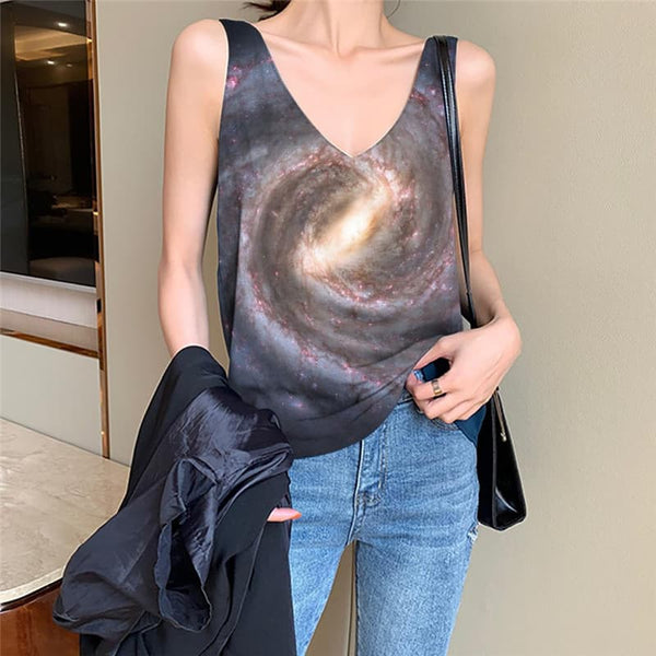 Galaxy Tank Top Women Space Sleeveless 3d Universe Vest Printed Dizziness Anime Clothes