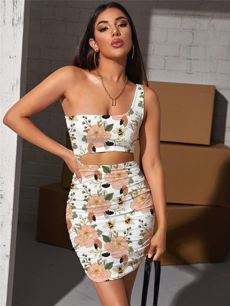 
Bee Dresses Women Flower Hollow out Dresses Animal Pleating Harajuku Bodycon Dress
                