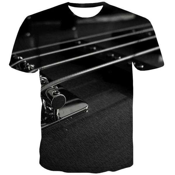 Guitar T shirts Men Music T-shirts Graphic Wooden Shirt Print Metal T shirts Funny