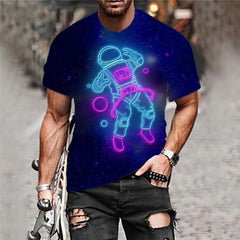 Astronaut T shirt Men Space Tshirts Casual Universe Tshirt Printed Black T-shirts 3d