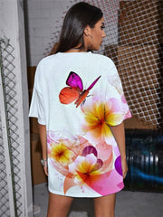 Butterfly T-shirt Women Animal Tshirt Printed Flower Shirt Print Colorful T-shirts 3d