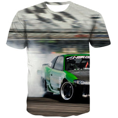 Racing Car T shirts Men Metal Shirt Print City Tshirt Anime Gray T-shirts Graphic Retro Tshirts Novelty