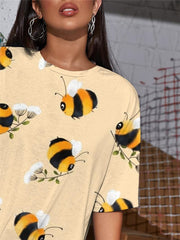 Bee T-shirt Women Animal Punk Rock Flower T-shirts 3d Lovely Funny T shirts