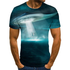 Ufo T-shirt Men Galaxy Anime Clothes Space Funny T shirts Universe Shirt Print
