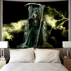 Skull Tapiz Punk Tapestries Grim Reaper Tenture Mandala Lightning Wall Tapestry