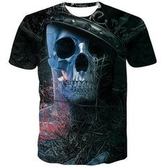 Skull T-shirt Men Skeleton Tshirts Casual Abstract Funny T shirts Gothic Tshirt Printed