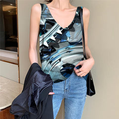 Metal Tank Top Women Engine Vest Printed Gear Sleeveless 3d Technology Vest Print