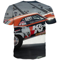 Racing Car T-shirt Men Metal Shirt Print City Tshirts Casual Gray Tshirt Anime Retro Tshirt Printed