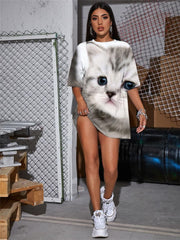 Animal T-shirt Women Cat Gothic Lovely Summer Harajuku T-shirts 3d