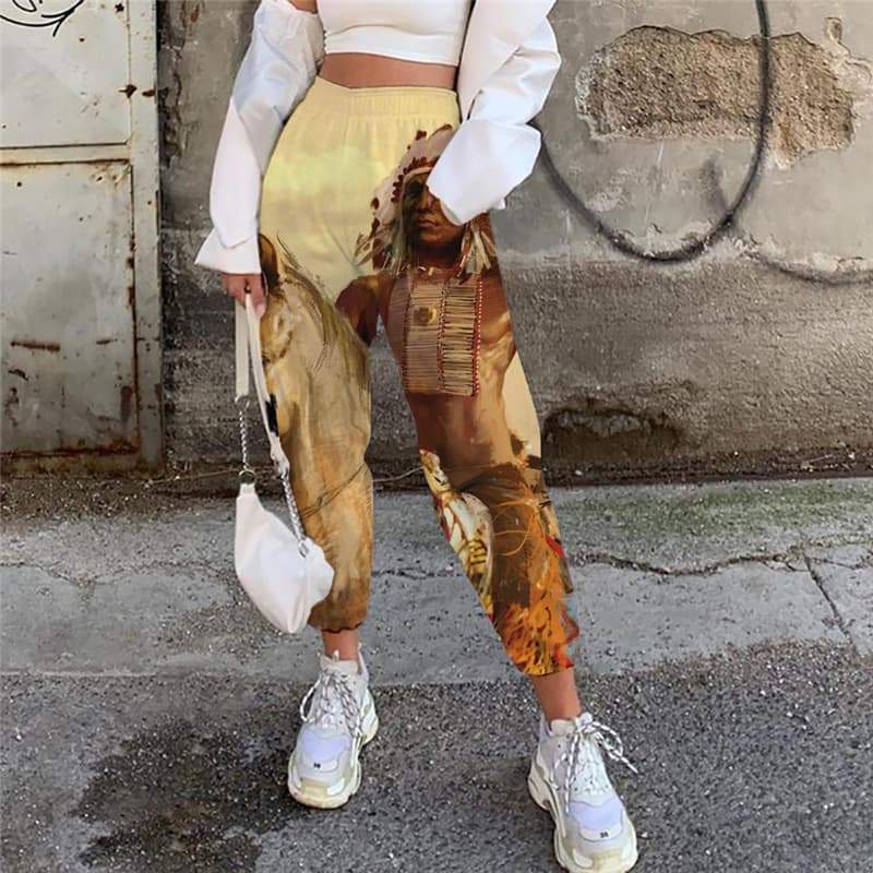 
Indios Pants Women Horse High Waist Pants War Trouser Women Sweatpants - KYKU
                