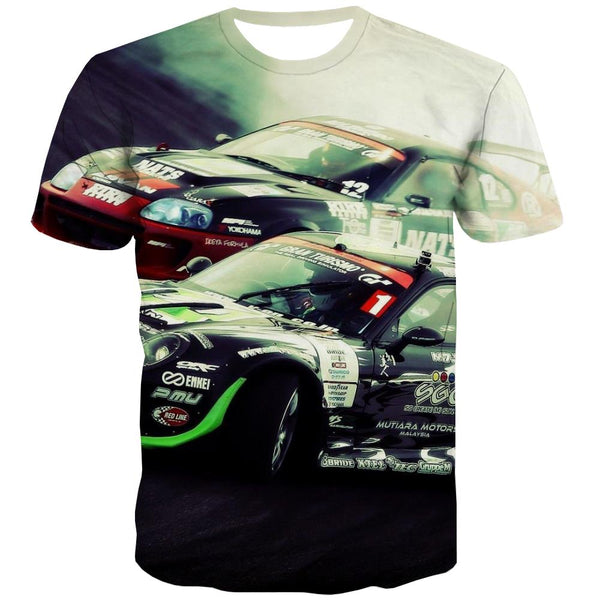Racing Car T-shirt Men Metal Shirt Print City T-shirts Graphic Gray Tshirt Anime Retro Tshirt Printed