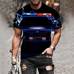 Car T shirt Men Lightning Shirt Print Hip Hop Tshirt Printed Harajuku Tshirts Casual