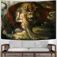 Lion Tapestry Animal Home Tapestrys Anime Tapestries Graffiti Wall Tapestry War Tenture Mandala