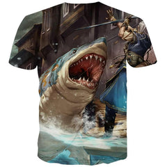 Shark T shirt Men Ocean Tshirt Printed Animal Tshirts Casual War Shirt Print Funny Anime Clothes