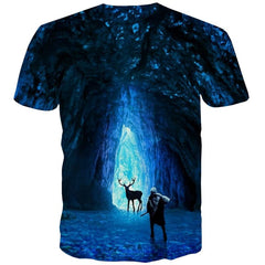 Deer T shirts Men Animal T shirts Funny Harajuku Tshirts Novelty Blue Tshirts Cool