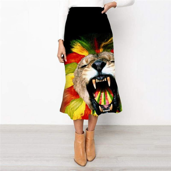 Lion Skirt Women Animal Skirt Ladies Anime High waist skirts Hilarious Rock Frauen Harajuku School skirt - KYKU