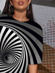 Dizziness T-shirt Women Stripe Punk Rock Black And White Shirt Print Harajuku Funny T shirts