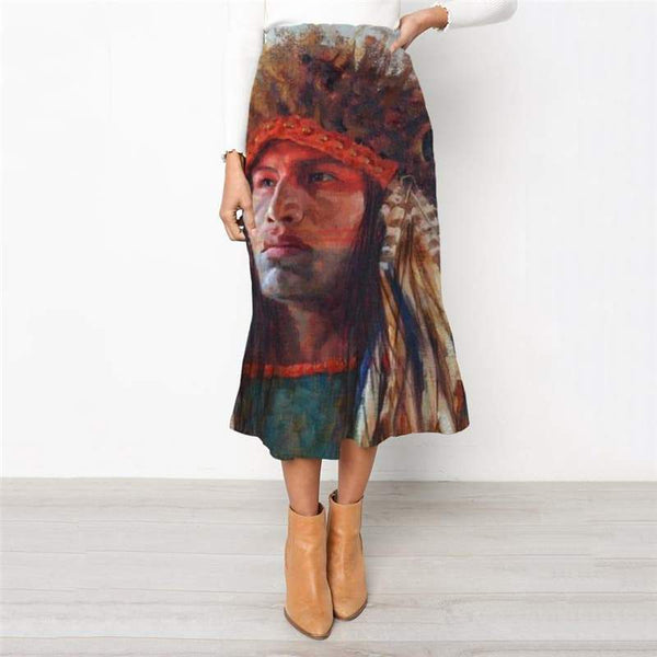 Indios Skirt Women Graffiti High waist skirts Art Skirt Ladies Colorful School skirt - KYKU