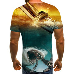 Shark T shirt Men Ocean Tshirts Casual Animal Shirt Print Black Anime Clothes