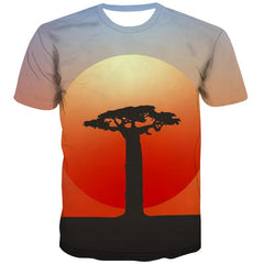 Tree T shirt Men Moon Tshirts Casual Landscape Funny T shirts Harajuku Tshirt Printed