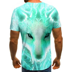 Wolf T shirt Men Animal Shirt Print War Tshirts Casual Flame T-shirts 3d