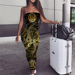 Metal Dress Women Engine Sundress Gear Ladies Dresses Clock sleeveless