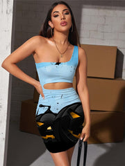 Halloween Dress Women Pumpkin 3d Print Bat Halter Sleeveless Moon Vestido Sexy