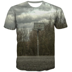 Basketball T shirts Men Night View T-shirts Graphic Galaxy T shirts Funny City Shirt Print