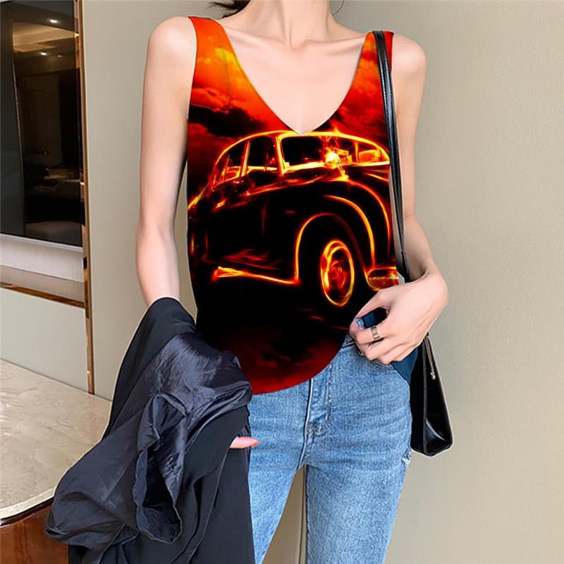 
Flame Tank-Top women Car Tank Tops Casual Hip Hop Anime Clothes Womens Clothing
                