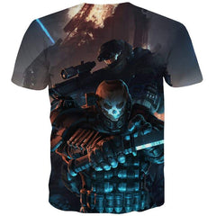 Military T-shirt Men Skull Tshirt Anime Gun T-shirts 3d Flame Shirt Print War T shirts Funny - KYKU