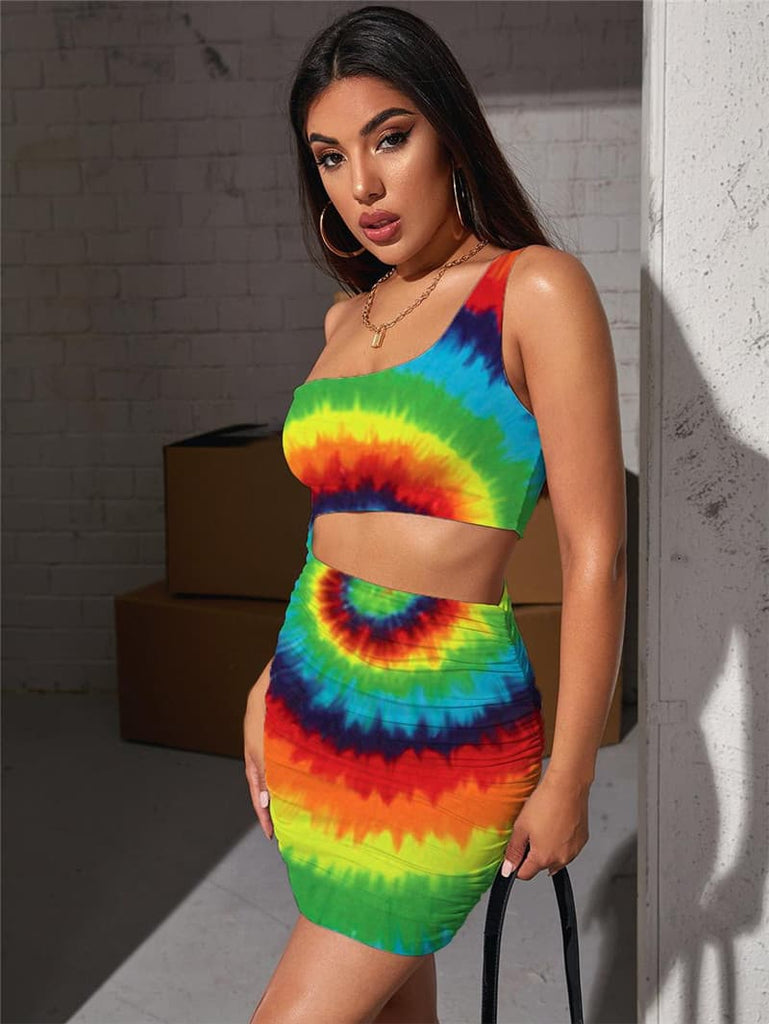 
Dizziness Dress Women Colorful Vestido Sexy Rainbow 3d Print Art Halter Sleeveless
                