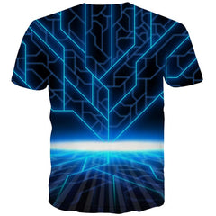 Technology T shirts Men Grid Shirt Print Aurora Tshirts Cool Short Sleeve