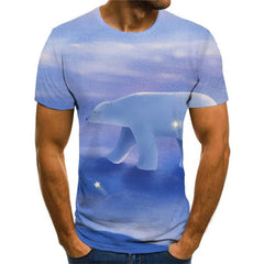 Bear T-shirt Men Animal Funny T shirts Star Anime Clothes Love Tshirt Printed