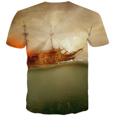 Santa Claus T-shirt Men Sail Funny T shirts Deer Anime Clothes Christmas Shirt Print