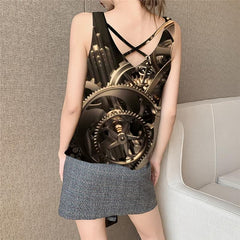 Metal Tank-Top women Engine Sleeveless 3d Gear Tank Tops Casual Punk Rock Vest Print